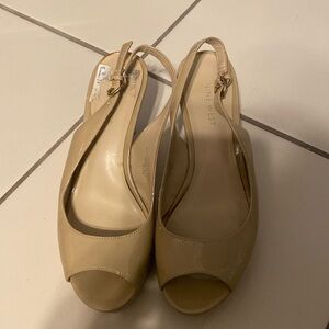 Nine West beige/nude sling back patent leather heel sandals
